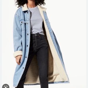 TNA Sherpa Lined Murad Denim Coat Size L